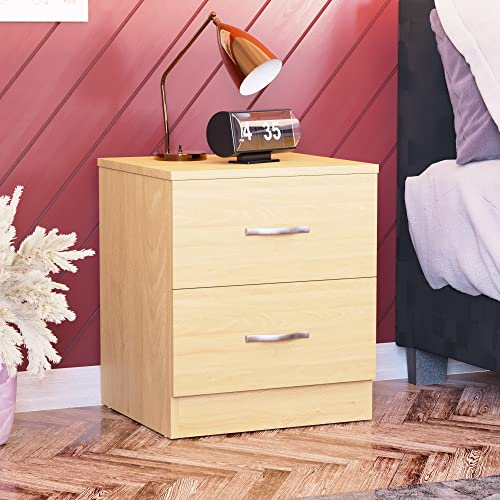 Vida Designs Nachttisch-Kommode, Kiefer, 2 Schubladen, Schrank, Metallgriffe und -schienen