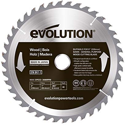 Evolution Evoblade 230 WD TCT-Kreissägeblatt für Holz, 230 mm