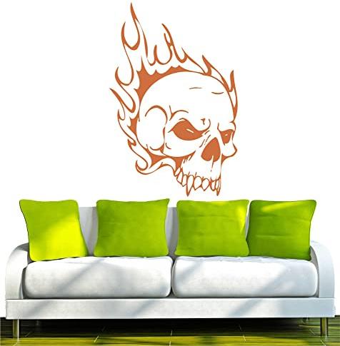 Indigos UG - Wandtattoo Wohnzimmer - Wandaufkleber Totenkopf Skull Schädel Bone 120x79cm - braun w355 - Aufkleber Kinderzimmer Schlafzimmer Küche Badezimmer Büro Dekoration