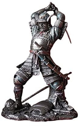 Bronzefigur, poliert, Samurai mit Schwert