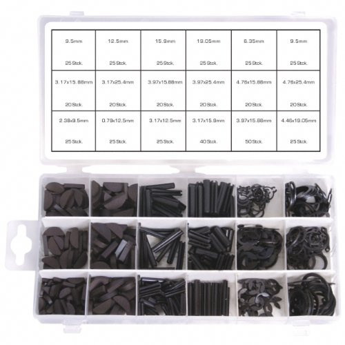 Alkan Federkeile Hohlsplinte E-Clips Sortiment 460-tlg | Federkeile, Hohlsplinte, E-Clips und Sprengringe, 460-tlg Sortiment für Werkstatt & Garage