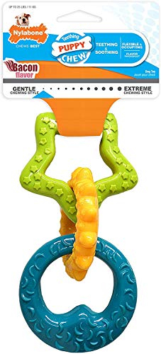 Nylabone Kauspielzeug für Welpen, dreifacher Beißring, 3 Stück