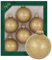 Dekohelden24 Lauschaer Weihnachtsbaumschmuck - 6er Set Kugeln Uni Gold mit Glitterfinish, 6,7 cm, mit goldenem Krönchen