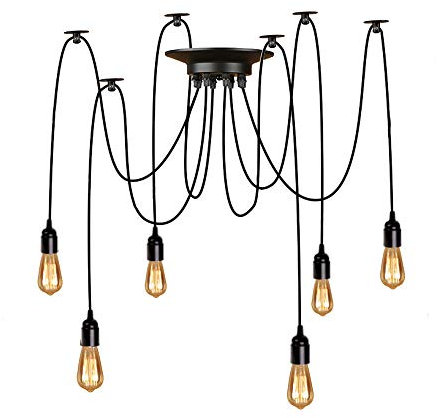 Lightsjoy 6 Heads Spider Pendant Light Industrial Ceiling Chandelier DIY Multiple Ceiling Lighting Dining Room Hanging Drop Light Loft Hall Living Room Ceiling Pendants Lamp