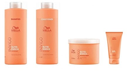 Wella INVIGO Nutri-Enrich Deep Nourishing Shampoo 1000ml, Conditioner 1000ml, Mask 500ml and Fizz Control Cream 150ml