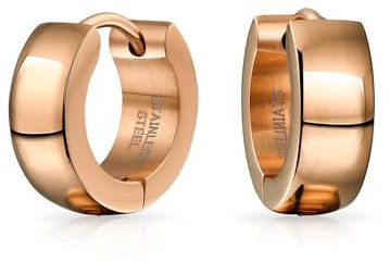 Boucles D'Oreilles Créoles Kpop En Acier Inoxydable Plaqué Or Rose Simple Et Basique Polies Pour Hommes Et Femmes