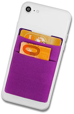 Cardsock - Wiederverwendbarer Handy Kartenhalter, Kartenfach, Kartenetui - Smartphone Wallet für Kreditkarten & Bargeld mit 2 Fächer in violett