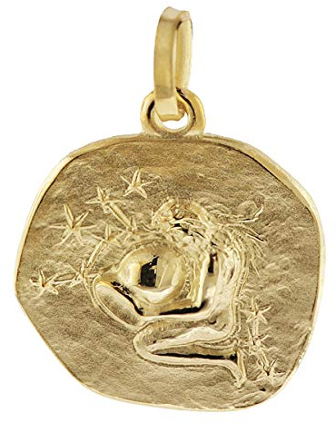 trendor Sternzeichen-Anhänger Wassermann 585 Gold 16 mm Anhänger Tierkreiszeichen für Damen, Herren und Kinder, Echtgold, Anhänger Gold, 08958-02