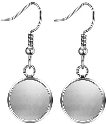 LANBEIDE 40 Packungen Ohrringe, Drahthaken, Rohlinge, passend für 12 mm Cabochon-Fassungen, Edelstahl-Ohrring-Lünette für DIY-Schmuckherstellung (Silber)