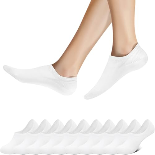 Falechay Sneaker Socken Damen Herren Füßlinge Unsichtbare 10 Paar Weiß 43-46