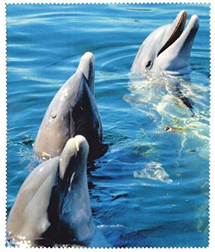 Motiv Microfasertuch mit Tiermotiv - Delphin - Brillenputztuch - 15x18cm