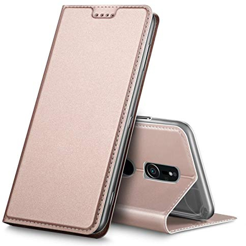 Verco Handyhülle für Xperia XZ3, Premium Handy Flip Cover für Sony Xperia XZ3 Hülle [integr. Magnet] Book Case PU Leder Tasche, Rosegold