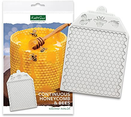 Katy Sue Continuous Honeycomb & Bees Textured Silicone Mould Design Mat for Cake Decorating & Crafts. Made in The UK.