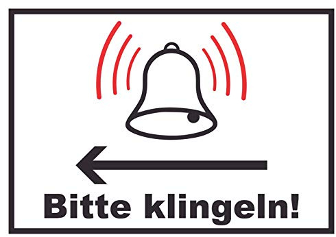 HB-Druck Bitte klingeln Richtungspfeil Links Schild A6 (105x148mm)