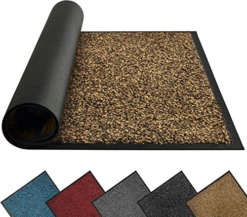 Mibao Fußmatte für Innen & Außen, 90x150cm Schwarz Braun Fußmatten, Dauerhaft Waschbar Fussmatte, Schmutzfangmatte rutschfest für Eingangsbereich, Türmatte mit Naturkautschukrücken