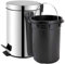 TIENDA EURASIA - Cubo de Basura Cocina | Con Pedal | Acero Inoxidable | Contenedor Interior Extraíble | Acabado Cromado Brillante | Papelera Baño (20L)