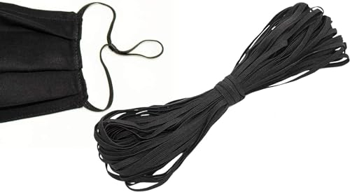 Schwarze elastische Bänder zum Nähen von DENSCO Bund 7 mm 10 Meter 1/4 Zoll breite Rolle Elastikband, Schneidern, Stirnbänder, Hose, Perückenband und DIY Handwerk (Schwarz, 7 mm - 10 m)