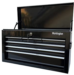 Workington Portable Metal Tool Chest with 6 Drawers, 24 6-Drawer Tool Chest Cabinet with Ball Bearing Drawer Slides, Steel Tool Storage Box Organizer 4005 Black