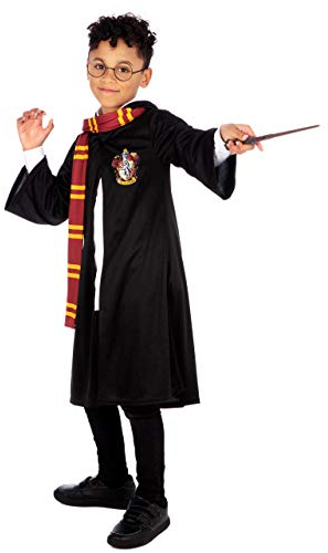 Harry Potter Costume | Mantello Gryffindor | Travestimento Bambino Hogwarts | Vestito da Magno per Bambini Nero 5-6 anni