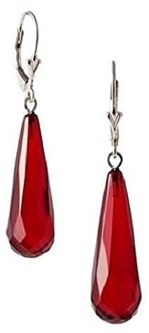Ohrhänger edler rötlicher Bernstein Tropfe S in Sterling Silber 925,Ohrringe Damen, echter roter Bernstein