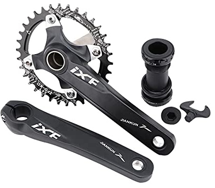 Andeshunk 32T Black Mountain Bike 170mm Crankset with 32T Aluminum Alloy MTB Bicycle Crank Narrow Wide CNC Round Chainring Bolts Fit for Road Bike Cycling Crank