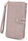 UTO Geldbörse Damen Gross RFID Wristlet Abnehmbarer Scheckhefthalter Karte Bill Clutch Wallet Telefon Organizer Langes Portemonnaie Rosa
