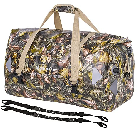 WILD HEART wasserdichte Reisetasche PVC500D Doppelboden mit Seil und Innentasche 40L 66L 100L Für Kajak,Camping,Bootfahren,Motorrad (Herbstblätter, 100L)