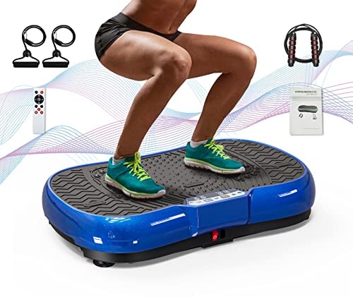 Dskeuzeew Vibration Plate Exercise Machine - Vibration Machine with Bluetooth Speakers, Rope Skipping 99 Levels Massage Vibration Fitness Trainer for Home Fitness & Weight Loss Women/Men, Blue