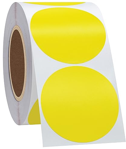 Hycodest Runde Thermo-Aufkleber, selbstklebende runde Mehrzweck-Thermodirektetiketten für Etikettendrucker, 5 cm großer Kreis, 750 Etiketten (Gelb)