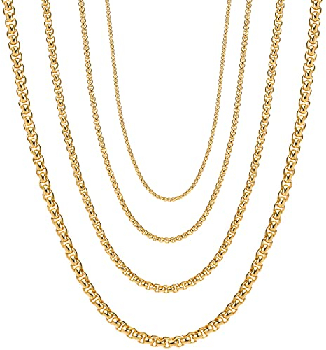 OSTAN Herren Damen Edelstahl Silber Box Kette Briolette Kette Venetian Link Kette Link Collier Halskette Breite 2/3 / 4/5 MM Länge 45-80 cm (Breite: 2 mm, 55)