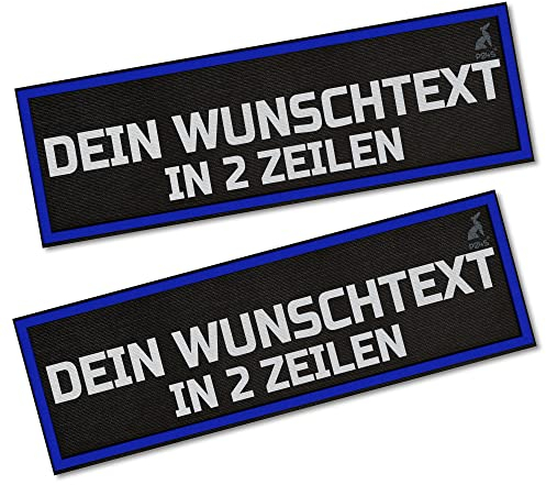P24S 2 Stücke personalisiertes, benutzerdefinierter Klettsticker mit buntem Rahmen und Zwei Textzeilen(Groß) (Blau)