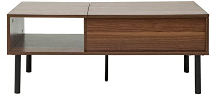 Hochklappbarer Couchtisch aus dunklem Holz und Metall B100 cm Kane