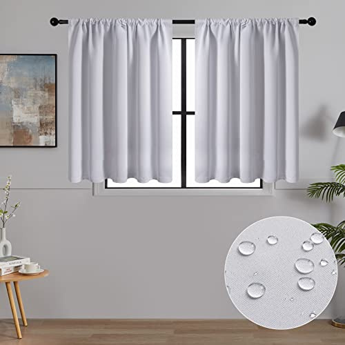MRTREES Scheibengardinen Blickdicht Kurz Modern Fenster Küche Wohnzimmer Bistrogardine 2er Set H 60 x B 120 cm Küchengardinen Wasserabweisend Kurze Vorhang Klein mit Stangendurchzug Off -White