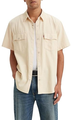 Levi's Men's Ss Relaxed Fit Western Shirt, Newman Ecru, L