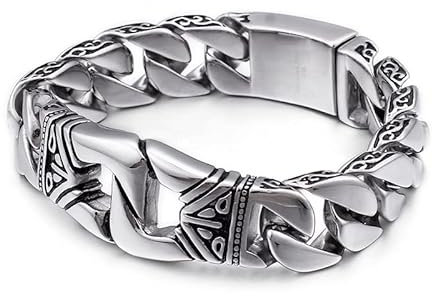 UNIQAL | Lederarmband Herren INVASION Mens Bracelet | Gratis Geschenk Box | Echtleder, Edelstahl | Königskette | Gliederkette (225)
