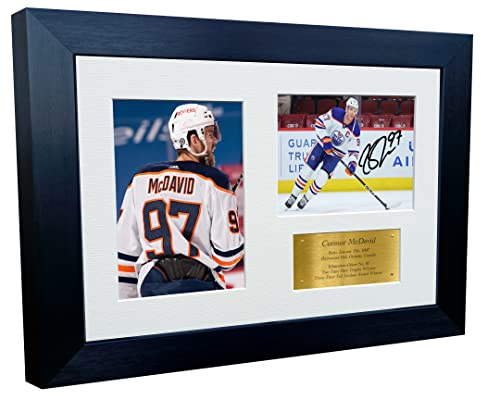 Kitbags & Lockers 30,5 x 20,3 cm, A4 Connor McDavid Edmonton Oilers NHL Autogramm, signiert, Fotorahmen, Eishockey-Poster, Geschenk Triple G