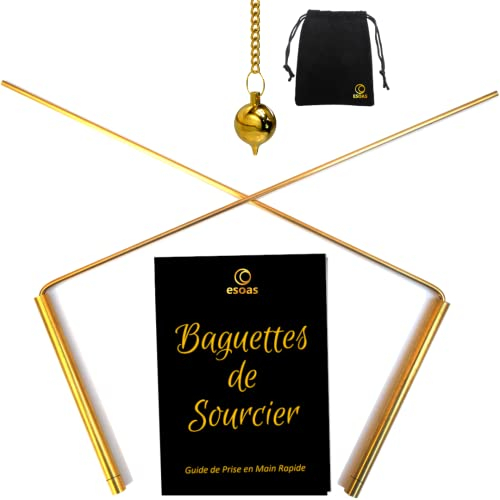 Baguettes DE SOURCIER, Fabrication Artisanale Française, avec Pendule Divinatoire, Nouvelle Version 2023, Idéal Professionnel Radiesthésie & Géobiologie, Radmaster Laiton (Cuivre/Zinc) Garantie A Vie