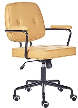 Beliani Bürostuhl Stoff gelb mit gebremsten Rollen höhenverstellbar Pawnee