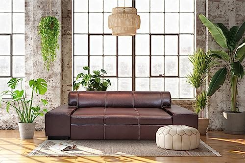 Quattro Meble Super Lange 3 er Sofa London FS mit Bettfunktion Ledersofa Echt Leder Antique Couch Farbauswahl !