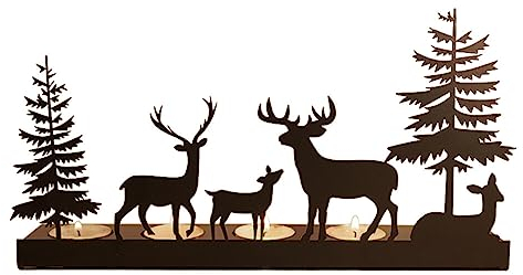 JAWSEU Tier Teelicht Kerzenständer, Dekoratives Teelichthalter Hirsch Schwarze Kerzenhalter Aus Metall Deko Kerzenhalter Weihnachtskerzenhalter Ornament für Hochzeit, Party-Dekoration
