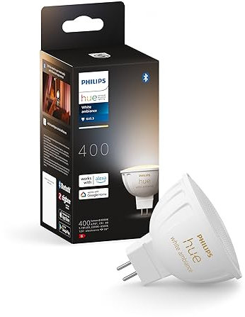 Philips Hue White Ambiance MR16 LED Lampe 1er Pack, dimmbare LED Lampen für das Hue Lichtsystem mit allen Weißtönen, smarte Lichtsteuerung über Sprache und App
