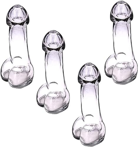 100ML Weingläser, Penisgläser Tasse Karaffe Cocktailgläser Becherglas, Trinkbecher, Weingläser Cocktails Getränke Bierglas Kreative Lustige Geschenk Flasche Für Erwachsene (4 Stück)