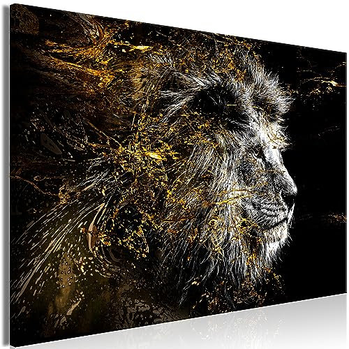 murando - Impression sur Verre Animal 90x60 cm 1 Partie - Imprimée Tableau Photo Image Pret a Accrocher Murale Moderne Décoration -Portrait d'un lion en noir et blanc g-C-0351-k-a