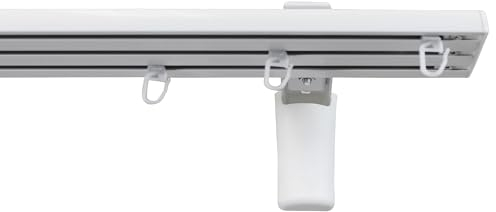 Garesa Gardinenschiene Flächenvorhangschiene Smart, 3-läufig, Weiß I Alu Vorhangschiene inkl. Gleiter I Wandmontage I Auch für schwere Vorhänge I 130cm