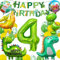 yosiio Dino Geburtstag Deko 4 Jahre, Geburtstagsdeko 4 Jahre Junge, Dinosaurier Deko Kindergeburtstag, Dino Luftballons, Folienballon 4 für Dino Party Kindergeburtstag, Geburtstagsdeko Jungen 4 Jahre