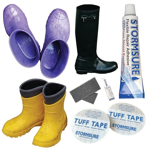 Stormsure Wellington Boot Repair Kit – Trasparente – Industry Wellie colla, riparazione suole, riparazione tallone, riparazione stivali – adesivo PU, impermeabile, permanente, durevole, flessibile,
