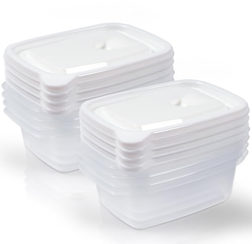 Gucass 8 Stk 600ml Tiefkühldosenset, Gefrierbehälter 0,6l Rechteck 17x11.5x5.5cm, Kunststoff Meal Prep Boxen Frischhaltedosen mit Deckel, Gefrierdosen Set BPA-Frei, Essensbox Mikrowellengeeignet, Weiß