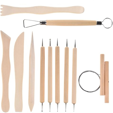 GOLDEROC 11 Stück Töpferset Modellierwerkzeug, Modelliermasse, Polymer Clay, Keramik Bemalen Ton Werkzeug Set für Modellbau Schnitzarbeiten Kerzenherstellung DIY-Handwerk Carving Skulptur Anfänger