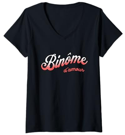 Femme Binôme d'amour Idée-cadeau Binôme de Travail Humour Collègue T-Shirt avec Col en V