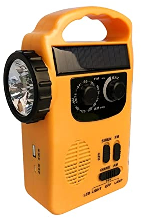 Radio portative 3 en 1 Chargeur d'urgence Chargeur de la Lampe de Poche Générateur de manivelle Main Vermer Dynamo Solaire alimenté FM/am Chargeur de Radio DIRIGÉ Lampe de Poche pour la randonnée en